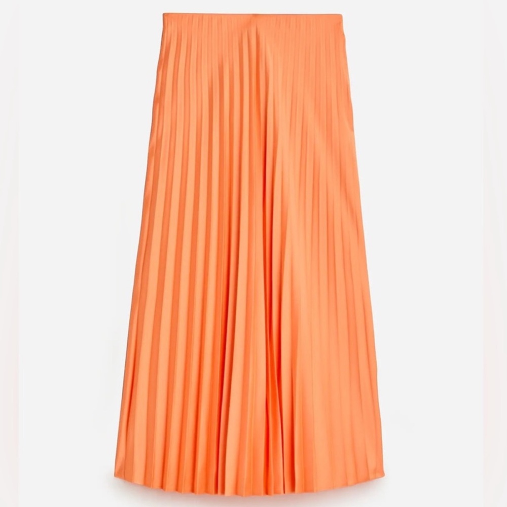 JCrew Pleated Midi Skirt Orange size Small NWT